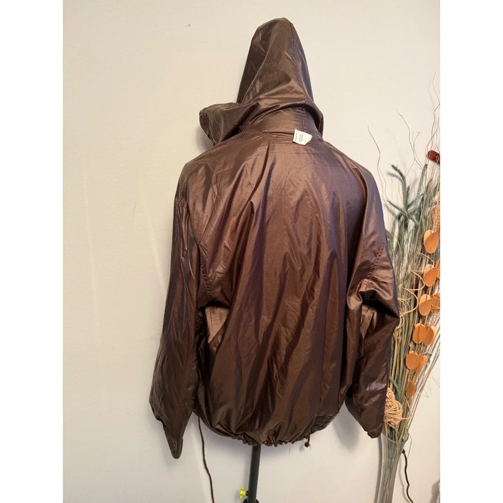 Fendi Jeans Women's Bronze Monogram Logo‎ Windbreaker Hooded Jacket Anti Stress